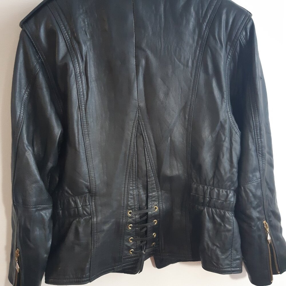 Jacket Leather Genuine Made In Canada Sélection Mono-Pol Small Women Vintage Y2K - Picture 14 of 16